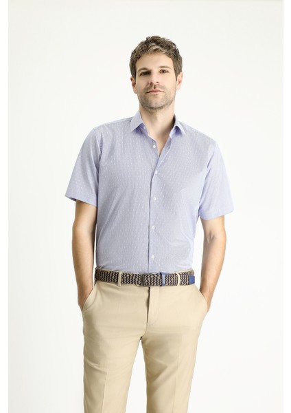 Kısa Kol Regular Fit Desenli Pamuklu Gömlek