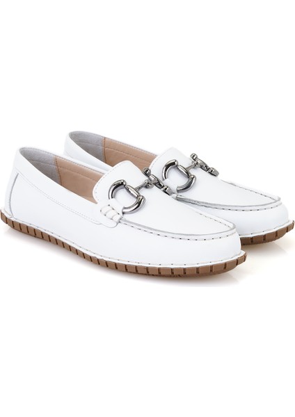 Annabel Beyaz Kadın Deri Loafer