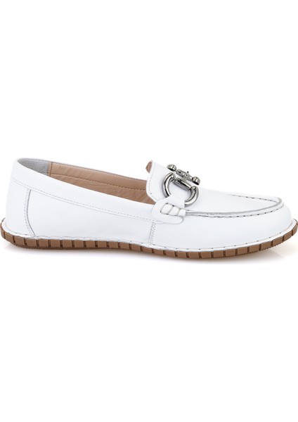 Annabel Beyaz Kadın Deri Loafer modelleri