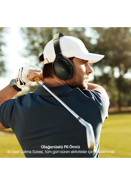 Quietplus 71 Anc Gürültü Engelleme 30 Saat Oynatma Süresi Rahat ve Ayarlanabilir Bluetooth Kulak Üstü Kulaklık Siyah modelleri