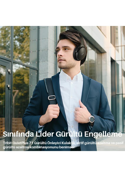Quietplus 71 Anc Gürültü Engelleme 30 Saat Oynatma Süresi Rahat ve Ayarlanabilir Bluetooth Kulak Üstü Kulaklık Siyah indirimleri