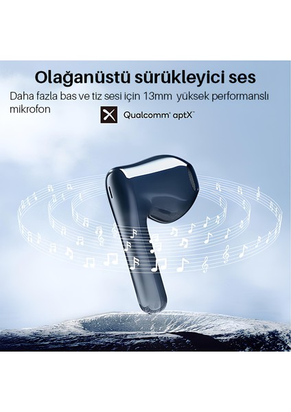 SolarBuds C2 4 Mavi 5.2 Kablosuz Bluetooth Kulak İçi Kulaklık Koyu