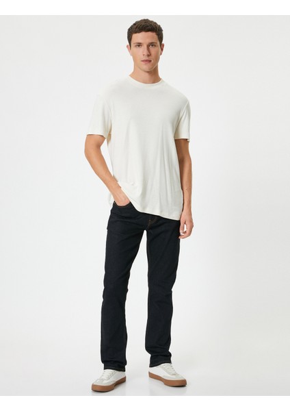 Straight Fit Boru Paça Kot Pantolon Mark Jean