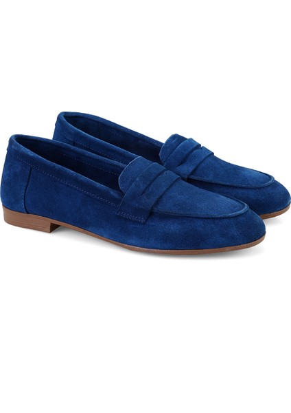 Deidre Mavi Kadın Süet Deri Loafer