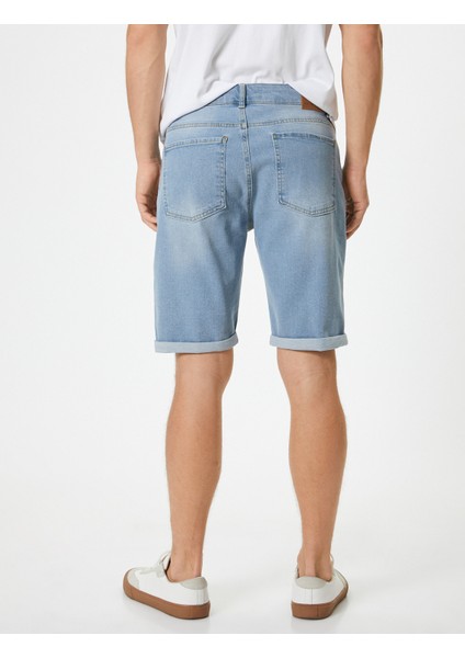 Bermuda Kot Şort Katlı Paça Detaylı Cepli Düğmeli fırsatları