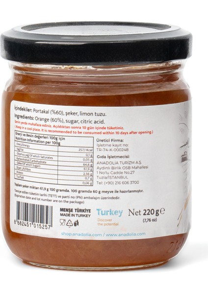 Portakal Reçeli 220 gr fiyatları