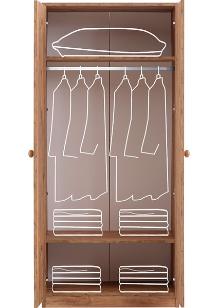 Asya Yavrulu Ranza 2 Kapaklı Dolap + 2 Adet Comfort Yatak