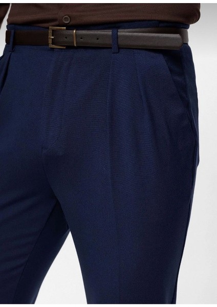 Erkek Pileli Yüksek Bel Kemerli Italyan Kesim Pantolon fiyatları