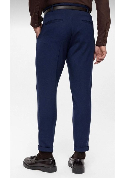 Erkek Pileli Yüksek Bel Kemerli Italyan Kesim Pantolon modelleri