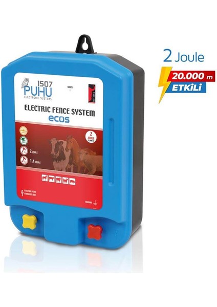 Ecos Elektrikli Çit Cihazı (2 Joule = 20.000 M) (Kuruluma Hazır Set)