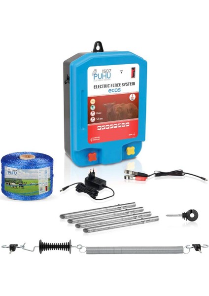 Ecos Elektrikli Çit Cihazı (8 Joule = 80.000 M) (Kuruluma Hazır Set)