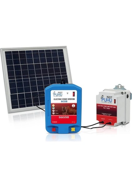 Ecos Güneş Enerjili Elektrikli Çit Cihazı (2 Joule) (20W Panel + 12V/14Ah Jel Akü)