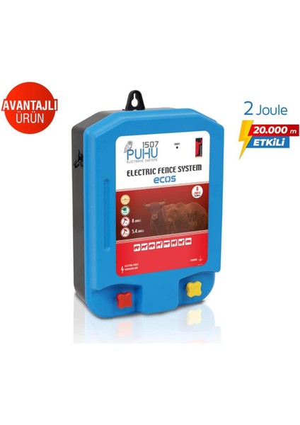 Ecos Güneş Enerjili Elektrikli Çit Cihazı (2 Joule) (20W Panel + 12V/14Ah Jel Akü) fiyatları