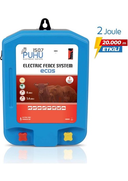 Ecos Güneş Enerjili Elektrikli Çit Cihazı (2 Joule) (20W Panel + 12V/14Ah Jel Akü) modelleri