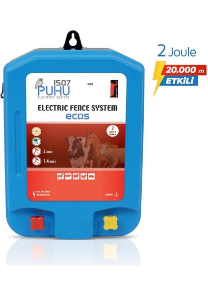 Ecos Eko Güneş Enerjili Elektrikli Çit Cihazı (2 Joule) (Kuruluma Hazır Set)