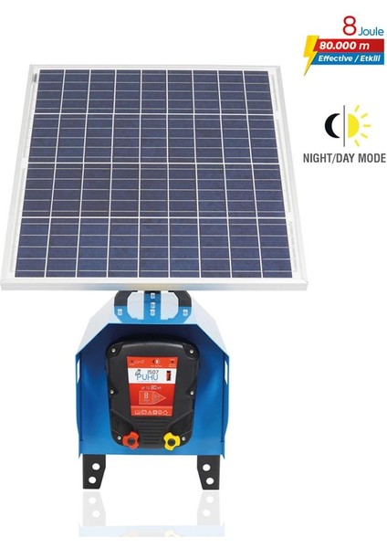 Compact Güneş Enerjili Elektrikli Çit Cihazı (60 W) (8 Joule = 80.000 m) fiyatları