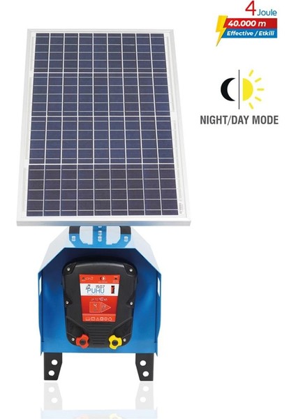 Compact Güneş Enerjili Elektrikli Çit Cihazı (40 W) (4 Joule = 40.000 m)