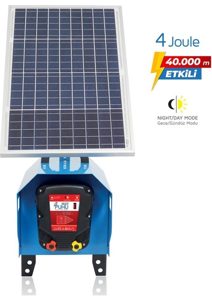 Compact Güneş Enerjili Elektrikli Çit Cihazı (4 Joule) (Kuruluma Hazır Set)