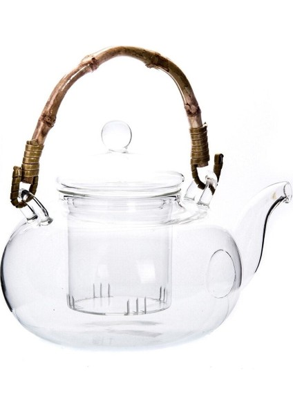 Cam Demlik 800ml Siyah Bitki Çay Yapıcı, Ev, Mutfak, Sofra, Ahşap Tutmaç