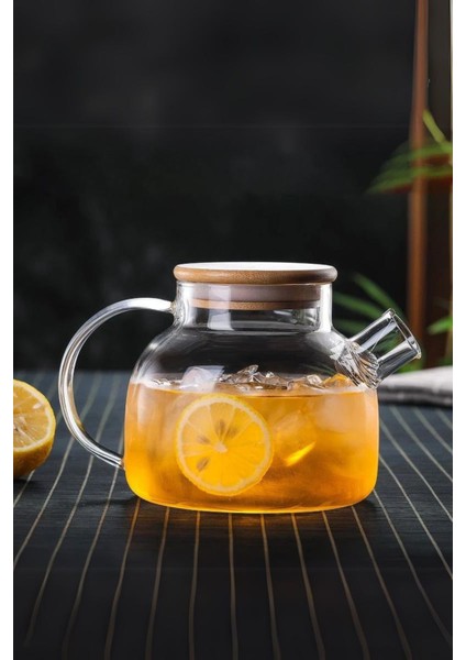 Tekno Trust 1 - 1,99 L Cambu Bambu Zarafeti, Düz Model 1000 ml Süzgeçli Cam Demlik Bitki Çayları ,borosilikat , modelleri