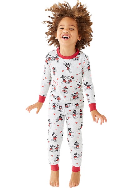 Mickey Mouse Kalpli Organik Pamuk Pijama Takımı