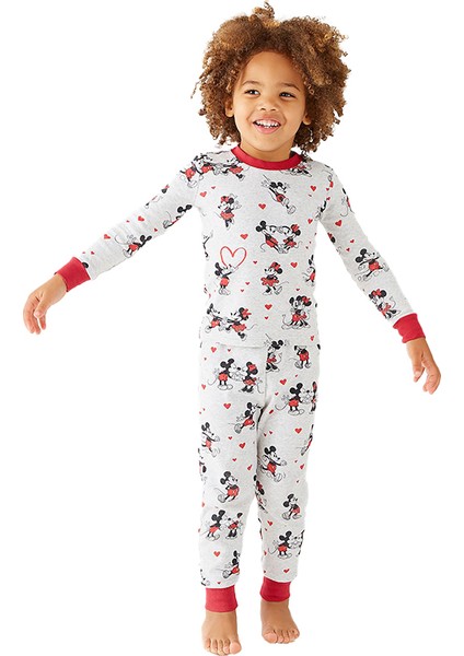 Mickey Mouse Kalpli Organik Pamuk Pijama Takımı