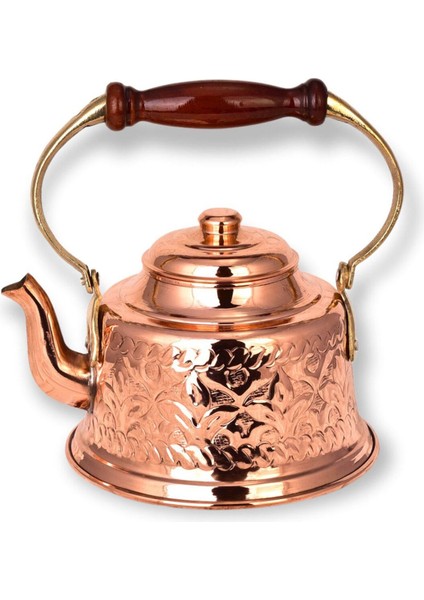 İşlemeli Maraş Bakır Demlik, 1,3 L, şık ve dayanıklı tasarım