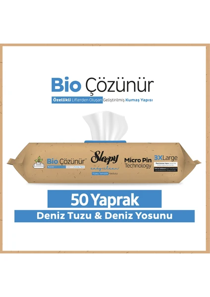 Easy Clean Bio Çözünür Deniz Tuzu ve Deniz Yosunu Yüzey Temizlik Havlusu 50 Yaprak