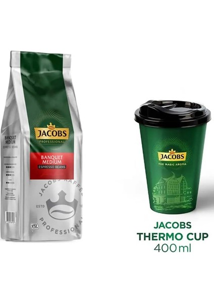 Banquet Medium Çekirdek Kahve 1 kg + Thermo Cup 400 ml Set
