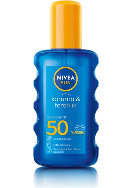 NIVEA Sun SPF50 Koruma & Ferahlık Güneş Kremi 200 ml Sprey,Çok Yüksek Güneş Koruması