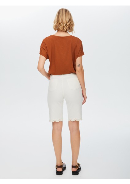 Paçası Kroşe Dantel Garnili Jean Şort 68479 modelleri