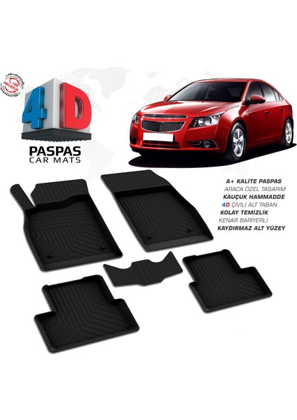 Chevrolet Cruze 4d Havuzlu Kauçuk Paspas 2009 2016