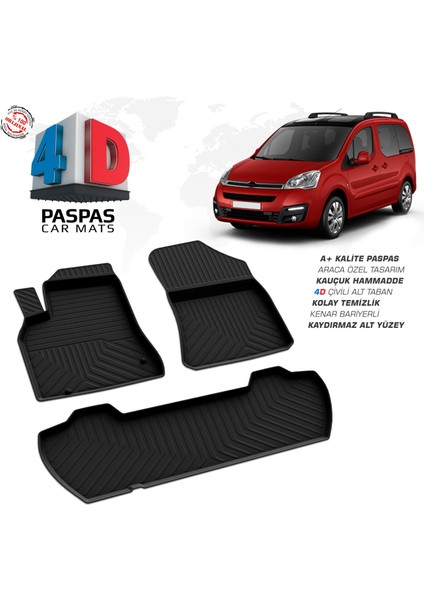 Citroen Berlingo 2 Ferrous 4d Havuzlu Kauçuk Paspas 2008 2019