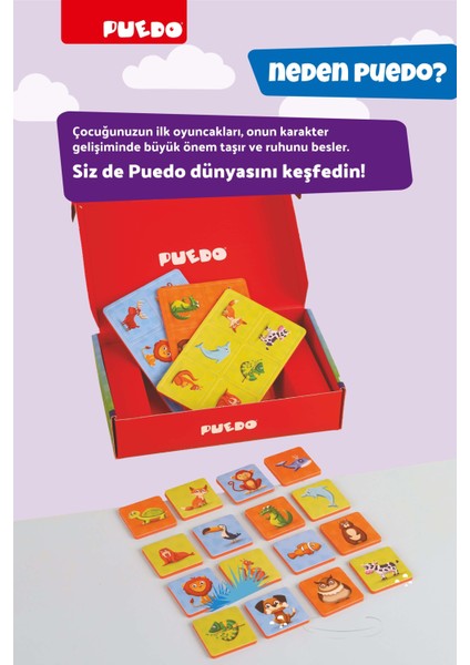 Memory Matching Game / Eğitici Hayvanları Öğreten Oyun / Hafızayı Geliştirici / 36 Parça / +3 Yaş