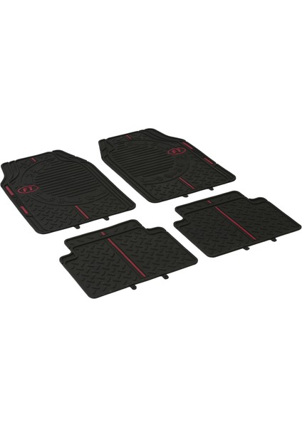 F1 Racing Şeritli Universal (Tüm Modeller) Kauçuk Paspas Siyah