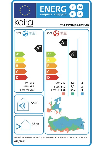 DTXR35E A++ 12000 BTU Wifi Inverter Duvar Tipi Klima (Montaj Dahil)