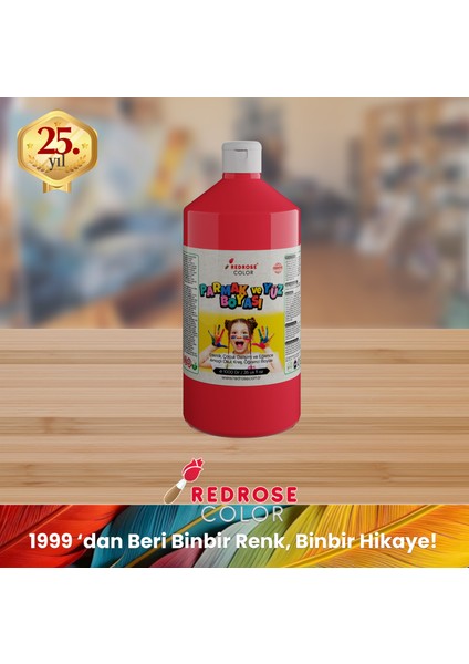 Red Rose Kırmızı Parmak Boyası 1000 gr Yıkanabilir Toksik Içermez Çocuk Okul Kreş Için