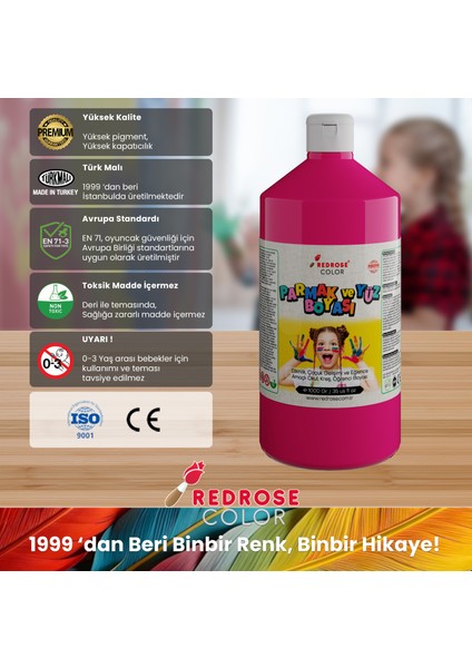Fuşya Parmak Boyası 1000 gr Yıkanabilir Toksik Içermez Çocuk Okul Kreş Için fırsatları