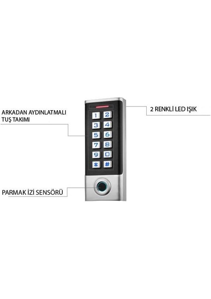 SR-211 Em Stand Alone, Iç Ortam, Metal Kasa, Kart-Şifre-Parmak Izi Özellikli Biyometrik Cihaz (125 Khz)