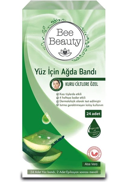 Bee Beauty Yüz Ağda Bandı Aloe Vera 24'lü