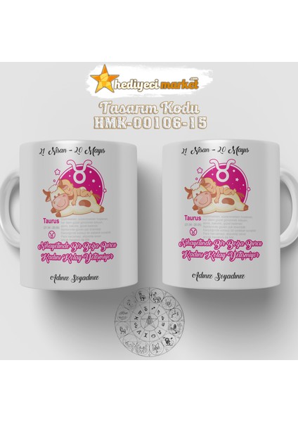 Boğa Burcu Kadınına Özel Beyaz Kupa Bardak - HMK-00106-15 modelleri