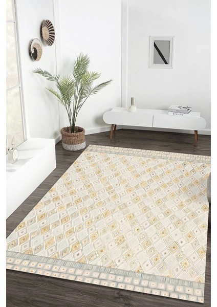 Gri Elmas Desen Dijital Baskılı Zenit Kilim