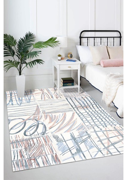 Dağınık Çizgi Desen Dijital Baskılı Zenit Kilim