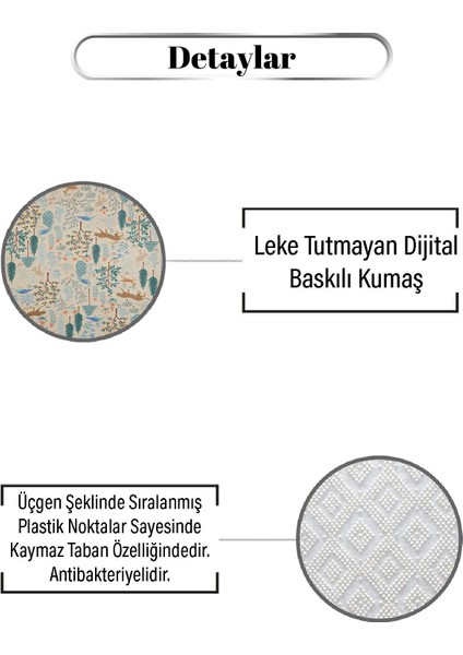 Krem Doğa Desen Dijital Baskılı Zenit Kilim modelleri