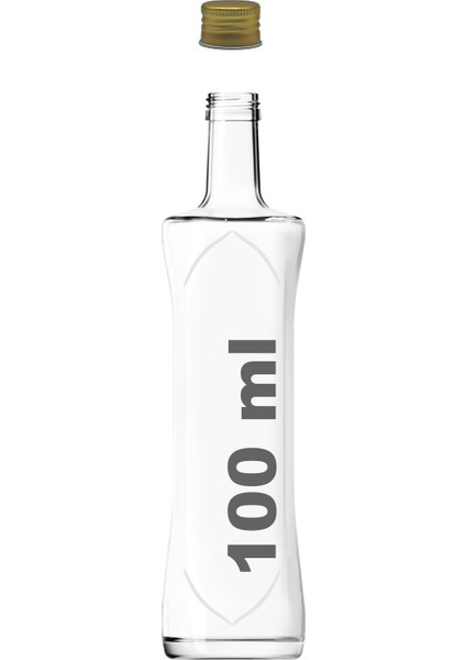 100 ml Şeffaf Piramit Sosluk Metal Gold Kapaklı Kavisli Cam Şişe 1 Adet