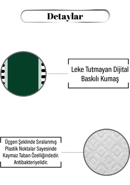 Yeşil Beyaz Kenarı Kare Desen Dijital Baskılı Zenit Kilim modelleri