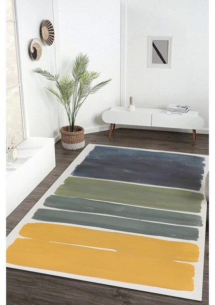 Soft Pastel Vuruşlu Desen Dijital Baskılı Zenit Kilim