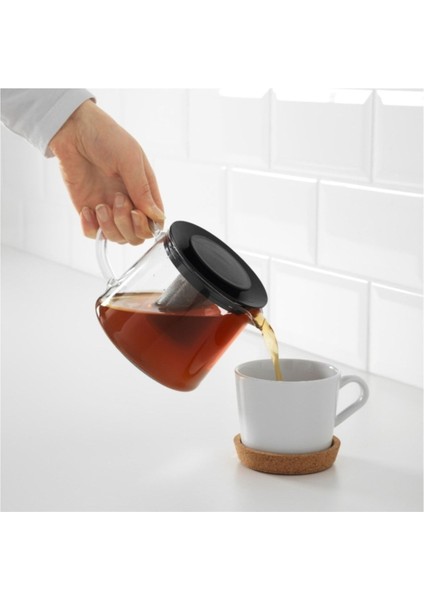 600ml Cam Demlik Çelik Süzgeçli, CZ Menşei, Şık ve Dayanıklı Tasarım