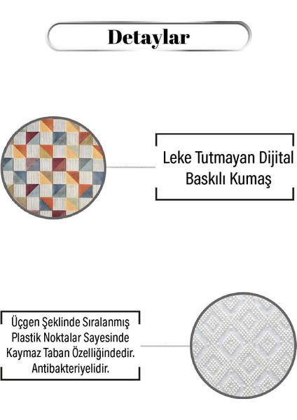 Renkli Kare Parçalı Desen Dijital Baskılı Zenit Kilim