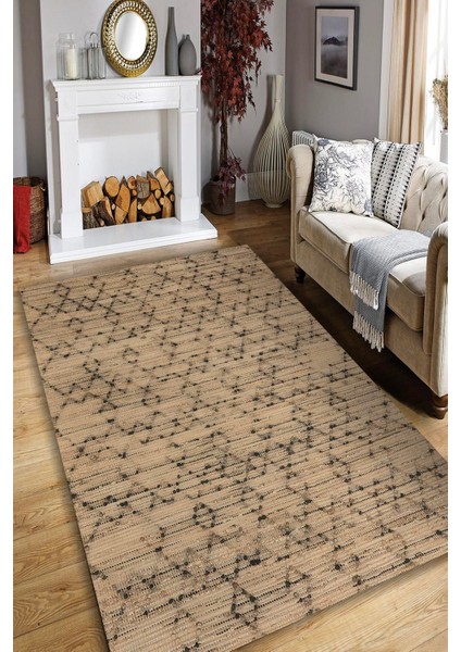 Kahve Elmas Desen Dijital Baskılı Zenit Kilim